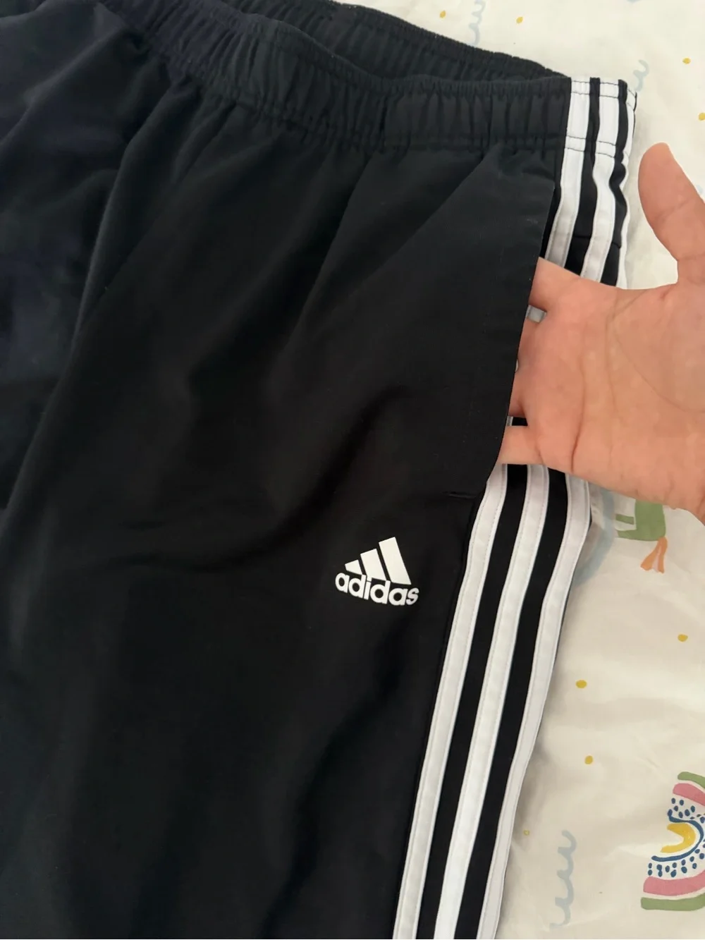 Adidas Men’s Black 3-Stripes Track Pants Size M Straight Leg
